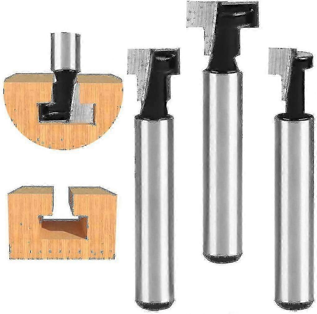 6.35mm T-slot Cutter,router Shape Router Bits, 3pcs (7.93/9.52/12.7mm) Cutter Shank With Blade Woodworking Cutters A