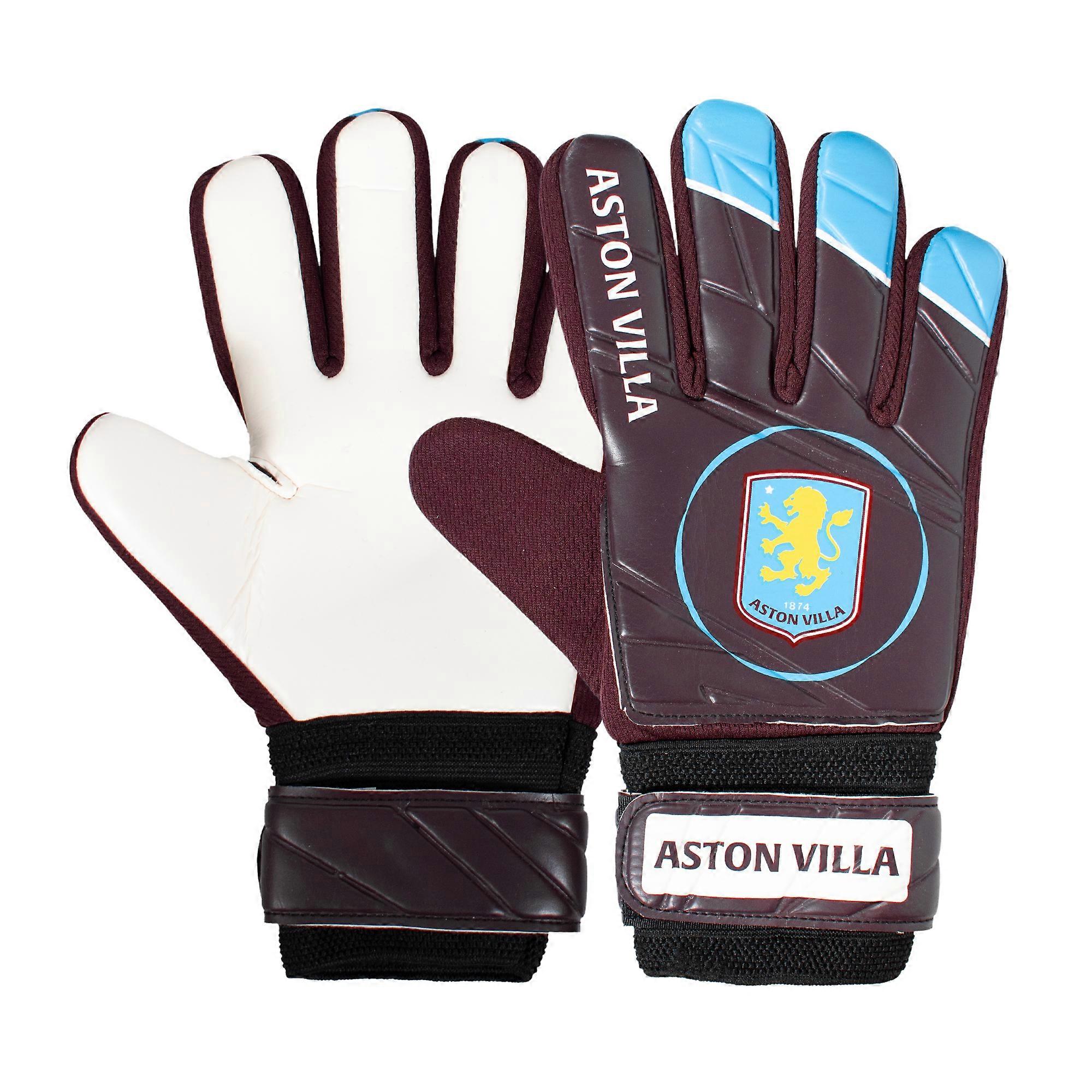 Aston Villa Boys Gloves Goalie Goalkeeper Kids Youths Official Football Gift