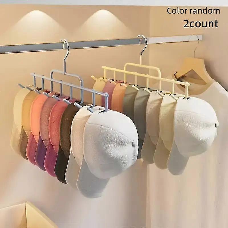2-Piece Hat Rack Set, Style Cap Organizer, Wall-Mounted Baseball Cap Display Shelf, Fits Up to 8 High-Top Hats, Dorm Closet Use