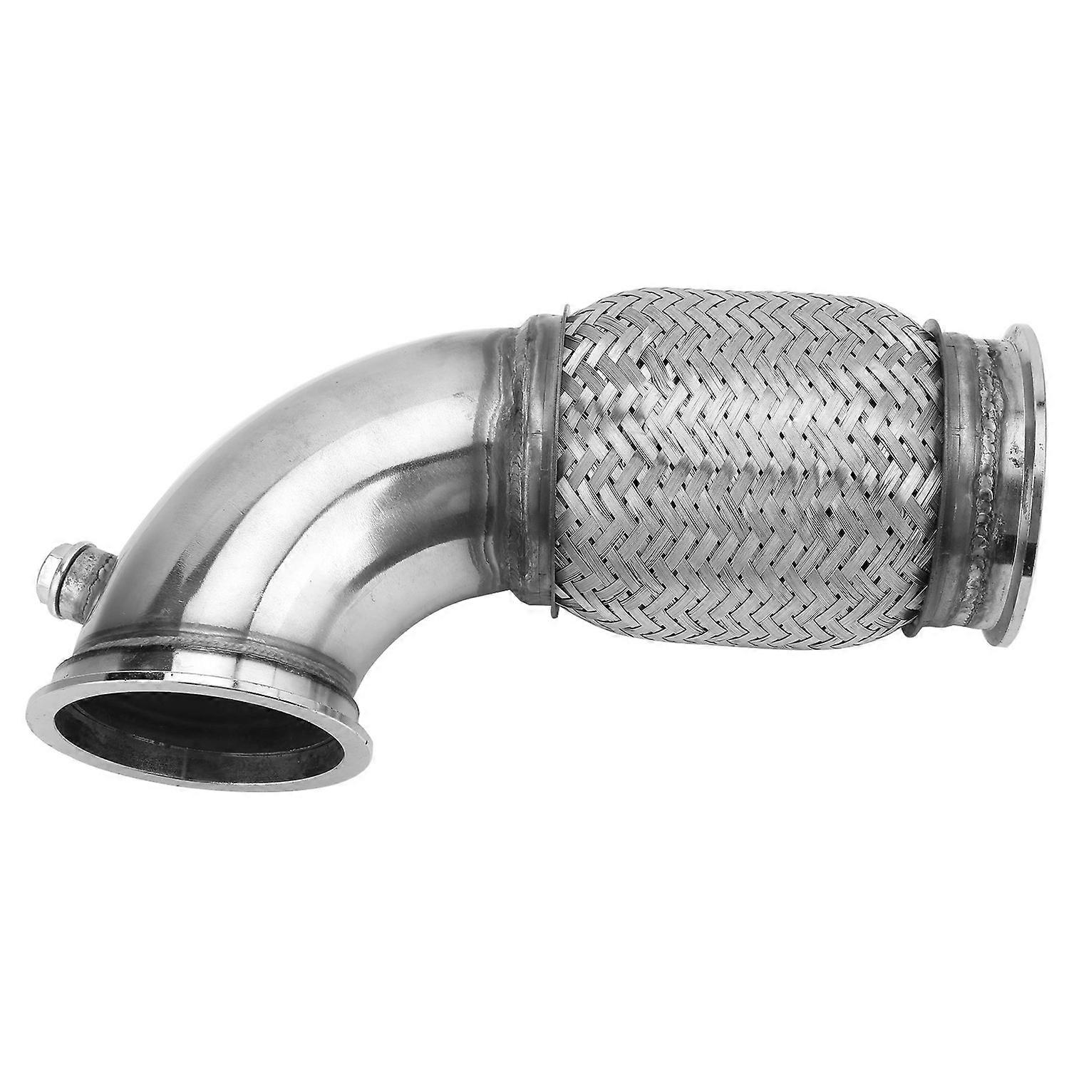 3.5 V-Band to V-Band Downpipe 90 Degree with Flexible Bellow Pipe O2 Bungs Plug