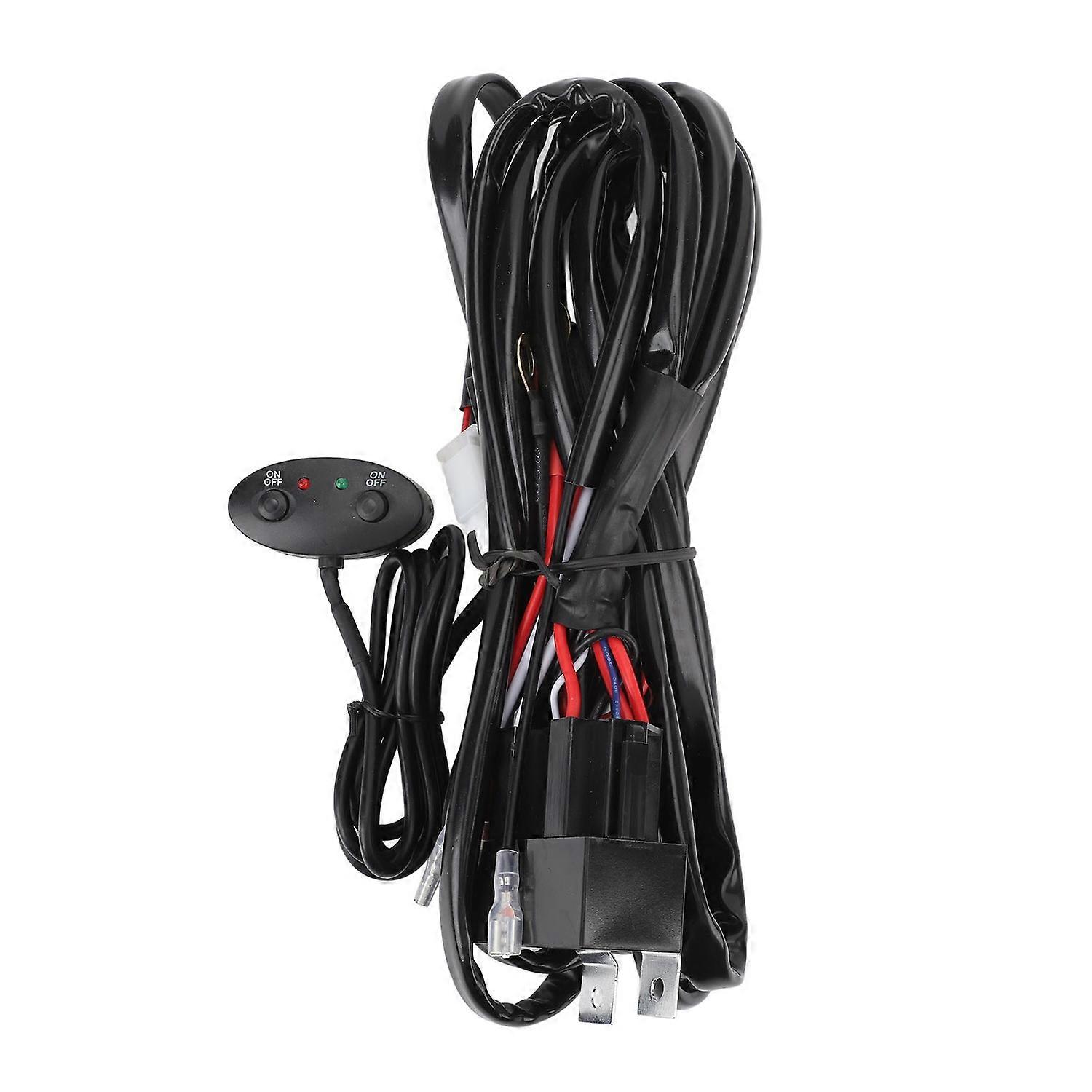 DC12V High Low Beam Wiring Harness Kit 40A 16AWG Core Cable Double Color Wire Harness for LED Light 