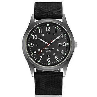 Men s Luminous Quartz Watch Casual Watch with Woven Nylon Belt