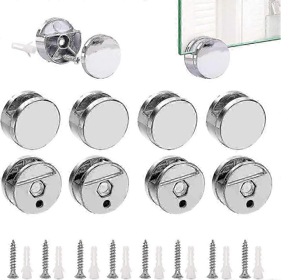 Mirror Clips, 8 Pieces Zinc Alloy Glass Shelf Bracket, Mirror Fasteners for Fixing Glass Mirrors
