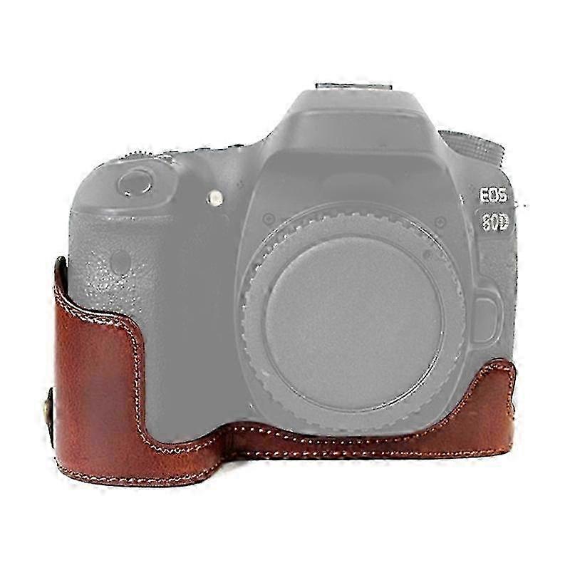 1/4 inch Thread PU Leather Camera Half Case Base for Canon EOS 80D / 70D