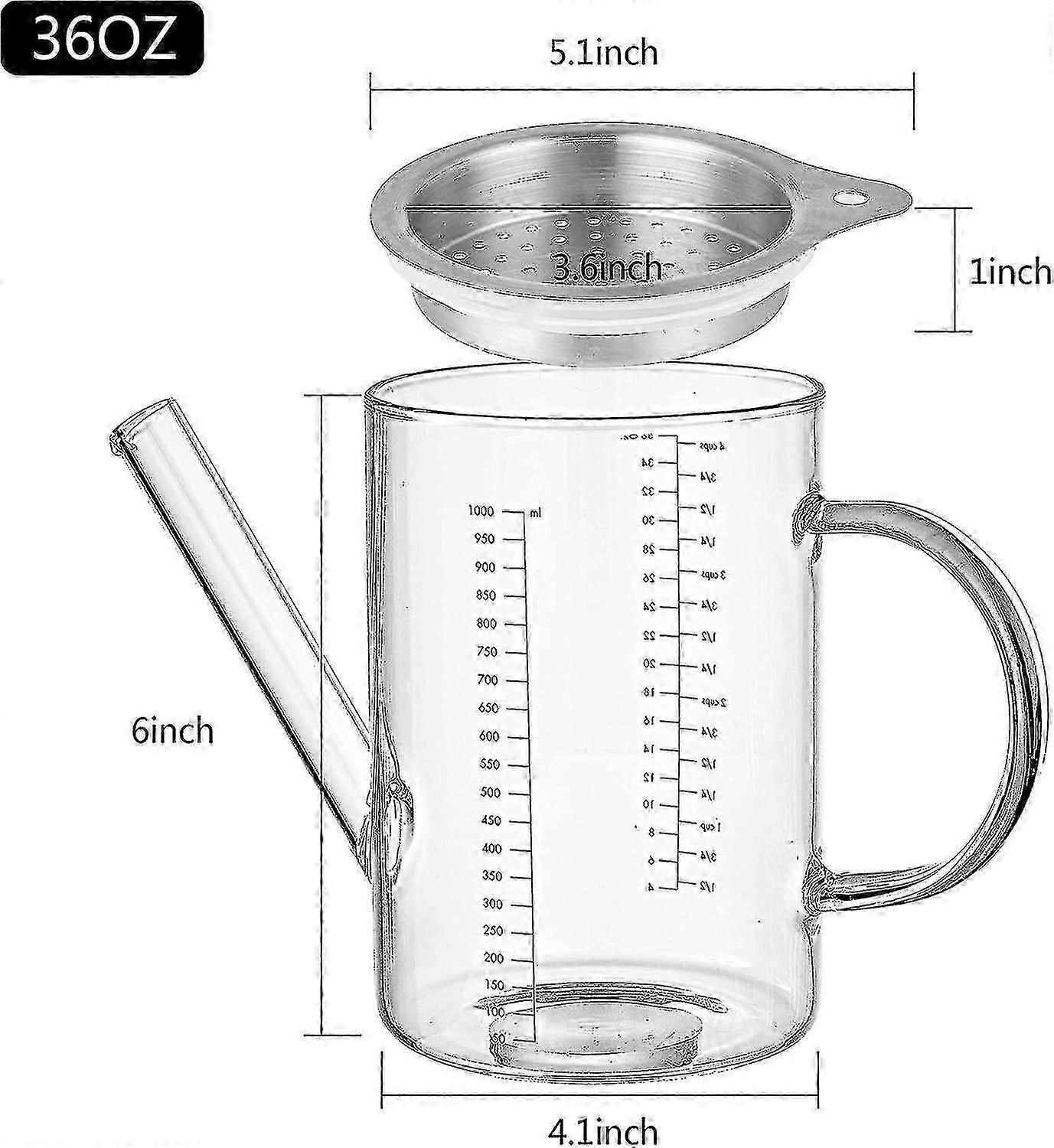 Glass Gravy Separator With Filter Cap, Fat Separator, Poultry Separator 2025