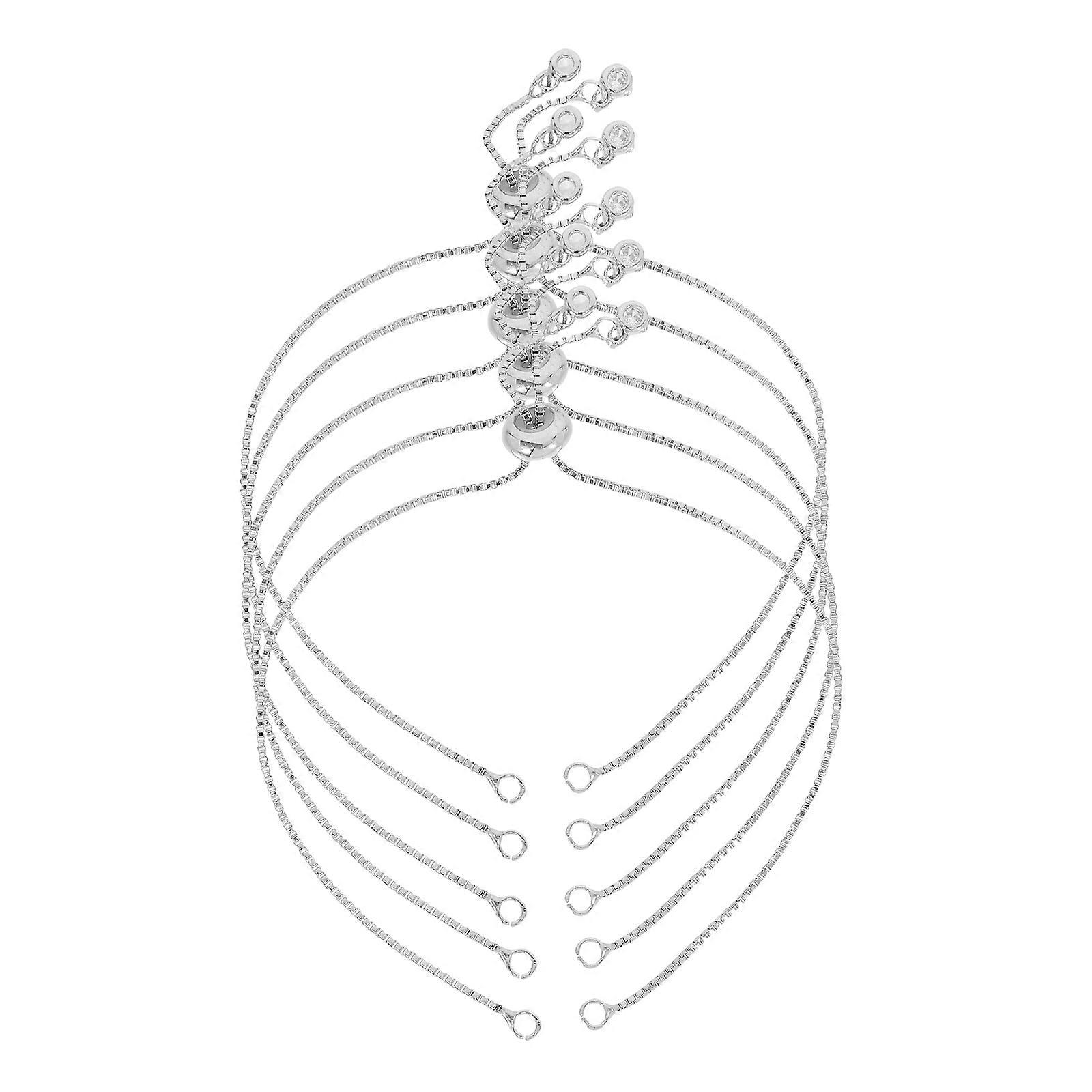 Silver Adjustable Slider Bracelets for Jewelry Making Kit Function 5Pcs