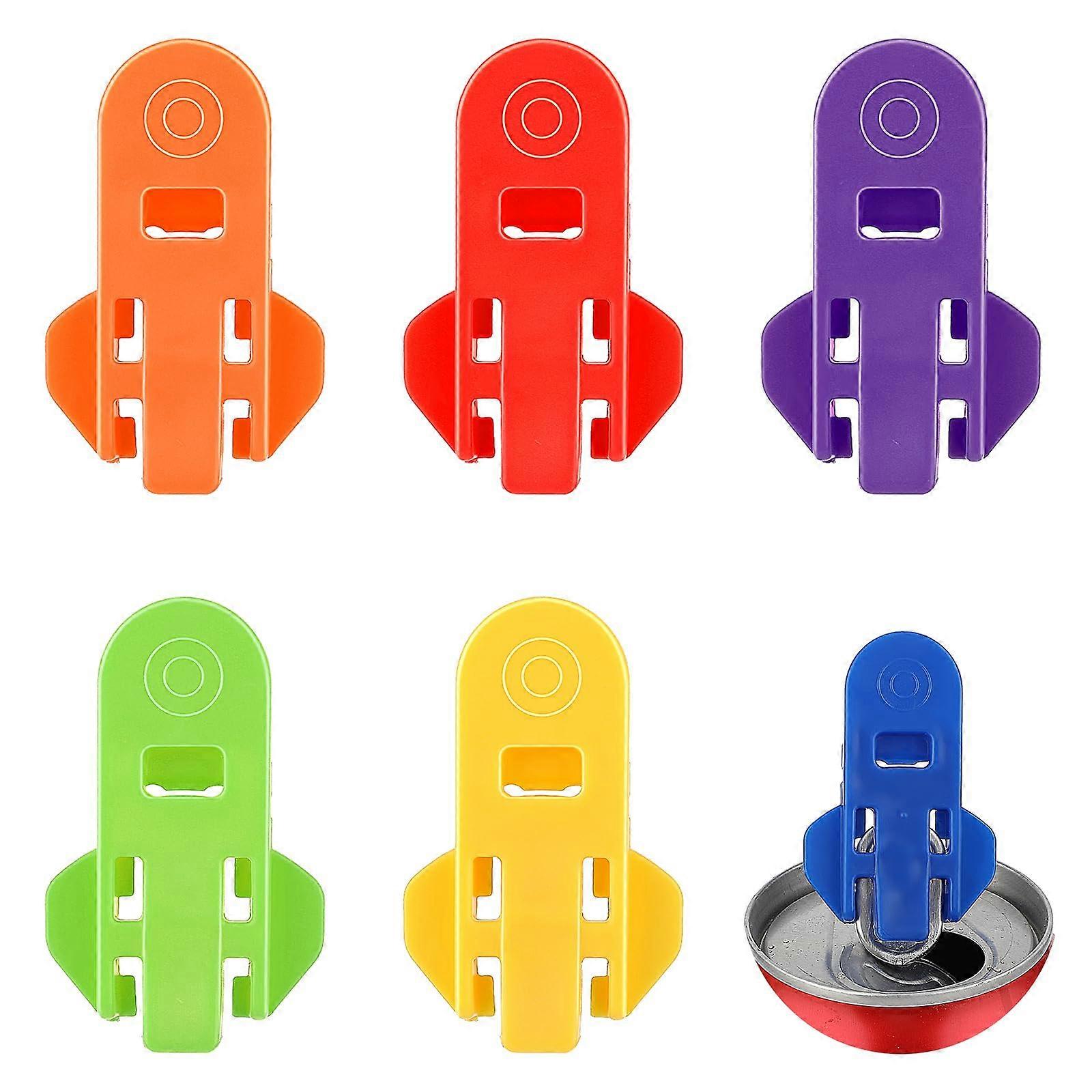 Soda Can Opener Set of 6 with Colorful Drink Caps for Beer, Cola and Beverage Protection
