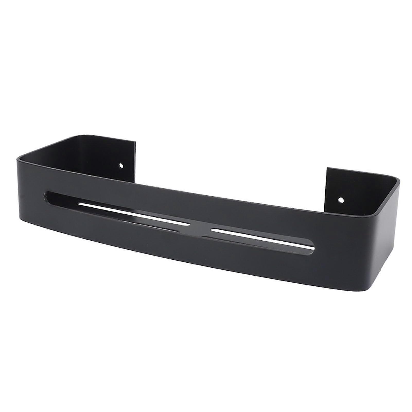 Wall Mount Bathroom Shelf Aluminum With Hooks Black Single Layer Floating Wall Shelves Shower Rack