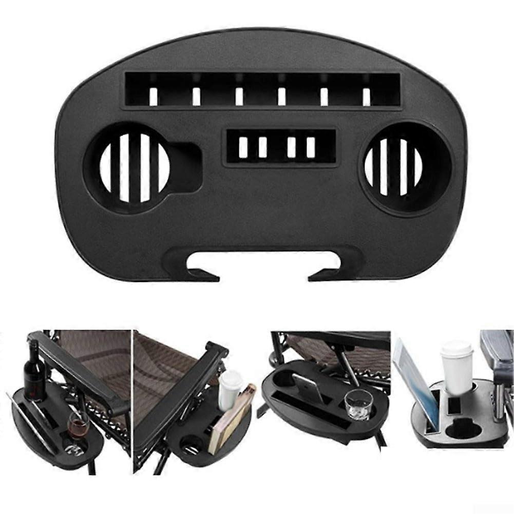 Chair Cup Holder Attachable Tray for Drinks and Snacks - Compatible with Most Chairs, Durable Plastic, Easy Installation