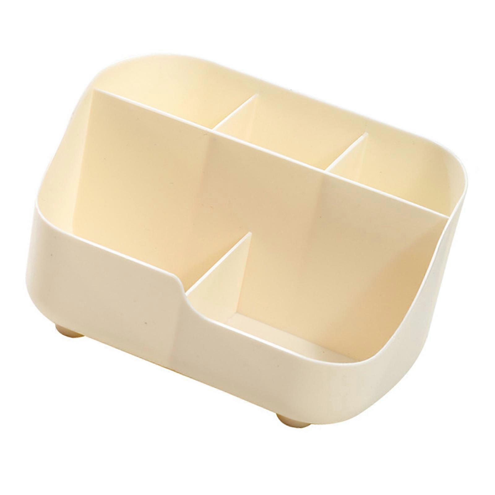 Space Saving Makeup Storage Container With Visible Compartments Lightweights Portable Cosmetic Case For Travel Use  White