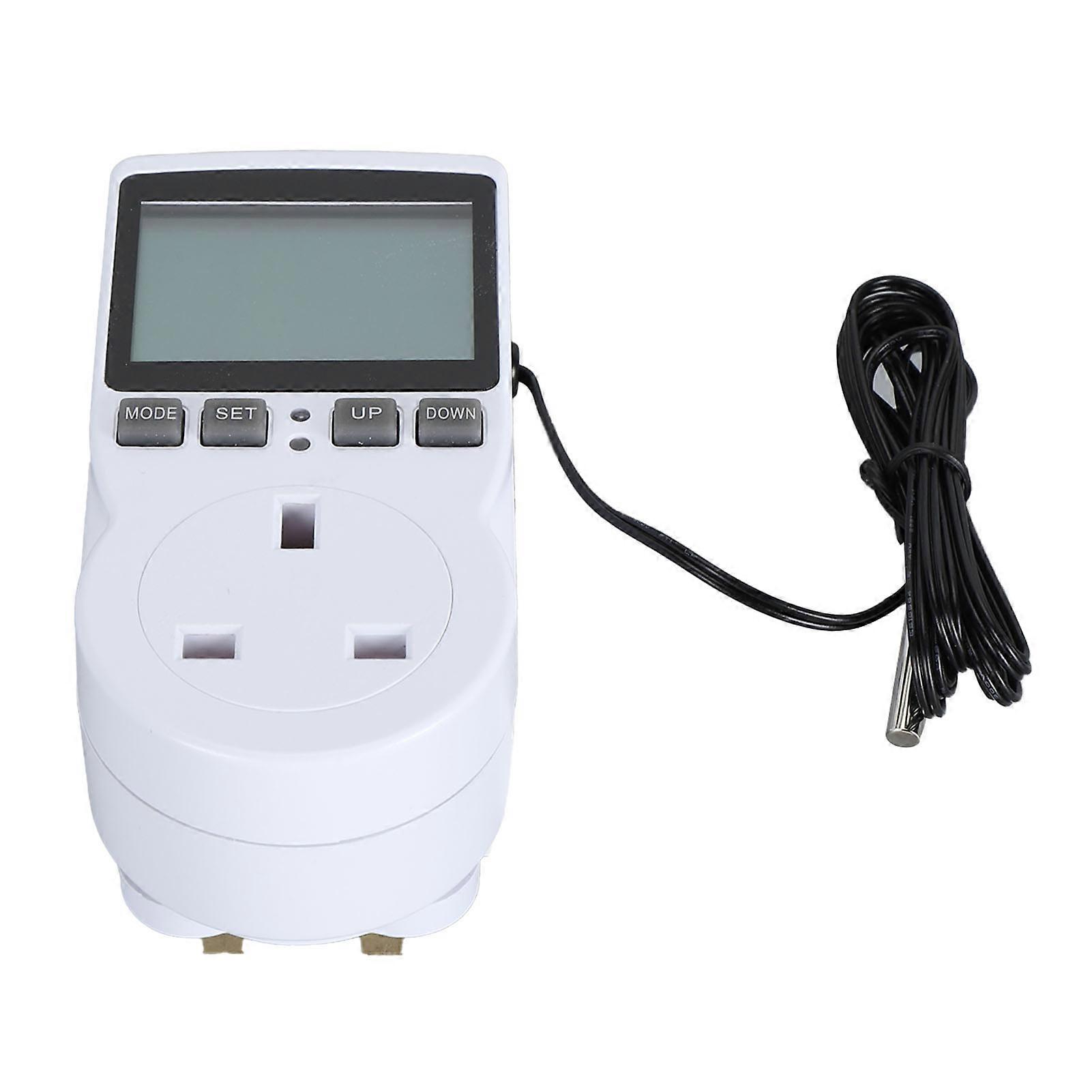 Plug Temperature Controller Outlet Backlit Digital Cooling and Heating Timer Plug with Sensor UK Plug 230V 13A 2900W UK Plug