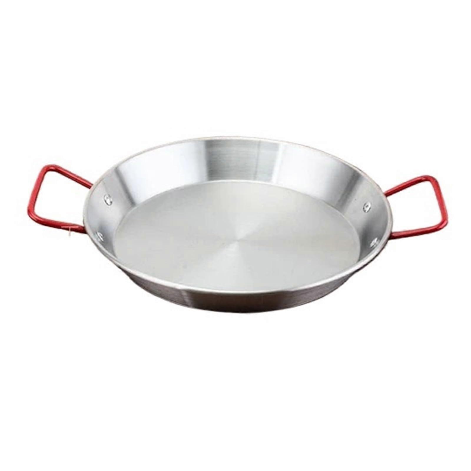 Paella Pan 28cm Gold Tone with Loop Handles, 23L Shallow Cooker for Stove or Oven Use (22cm Red Ear Silver)