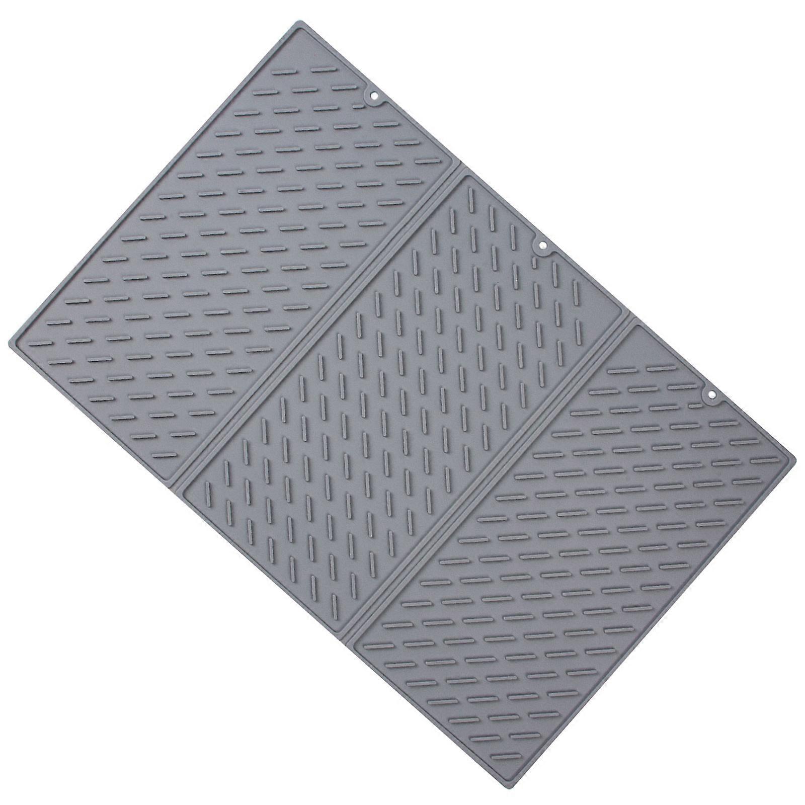 مطبخ عداد التجفيف صينية قابلة للطي وسادة استنزاف مريحة الحصير كأس الحصير الجدول حماية كوستر رمادي