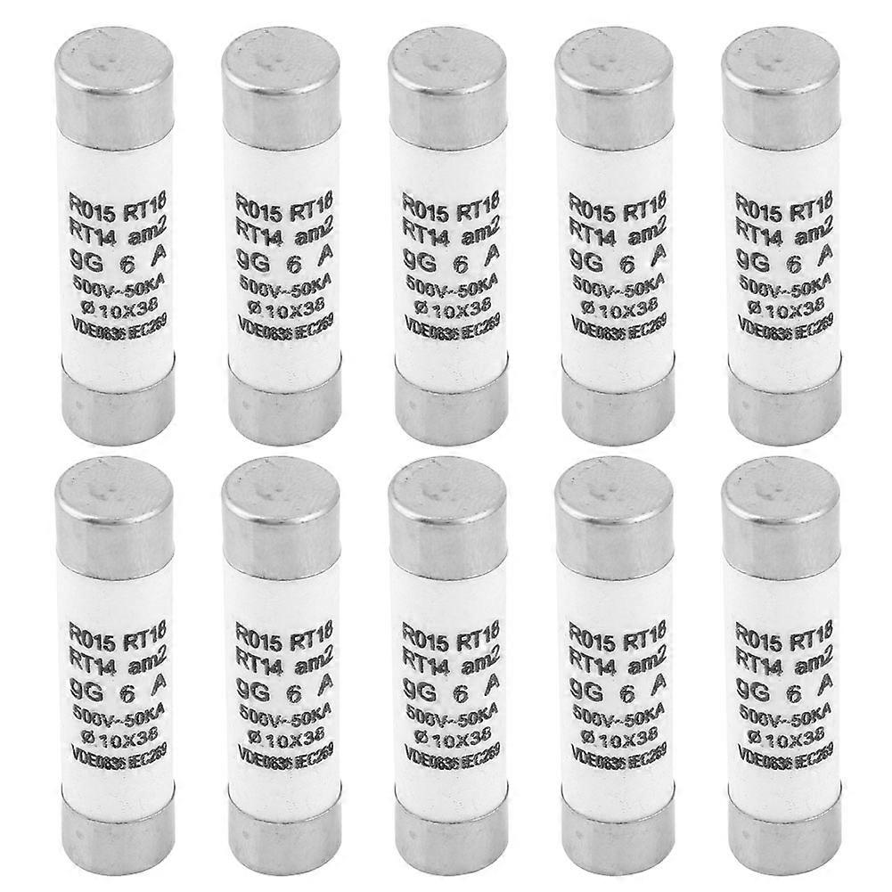 10Pcs High Breaking Capacity Cylinder Fusewith Indicator Device 10x38 380-500VAC(6A)