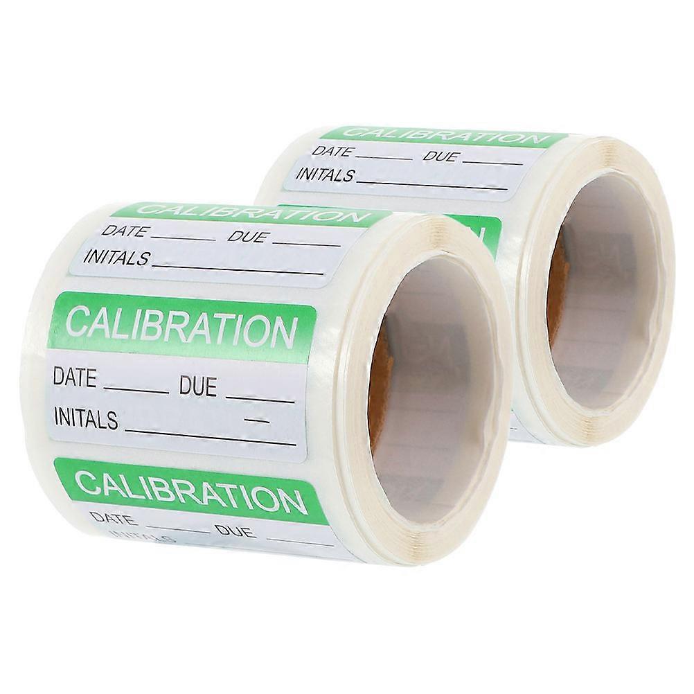 Sleek Rectangular Green Calibration Stickers For Logistics 2 Rolls Write-On Quality Control Labels