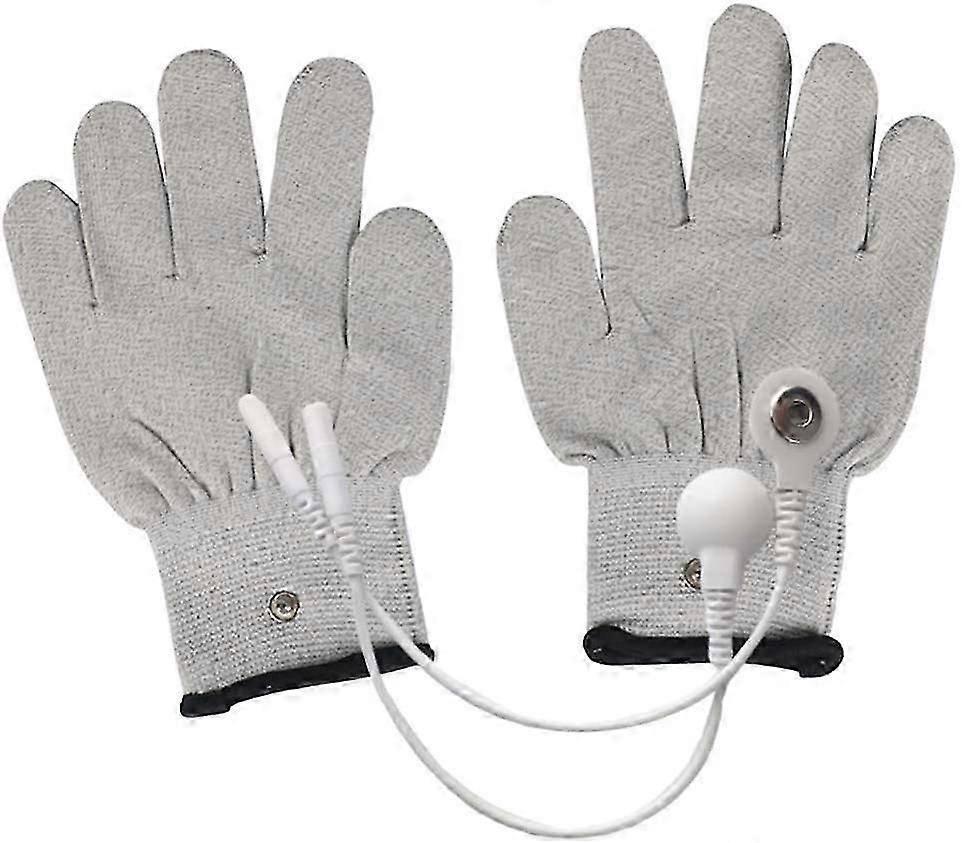 Conductive Gloves with Snap Electrodes for EMS and TENS Therapy,Suitable for Physical Arthritis and Trigger Finger Relief (Grey)