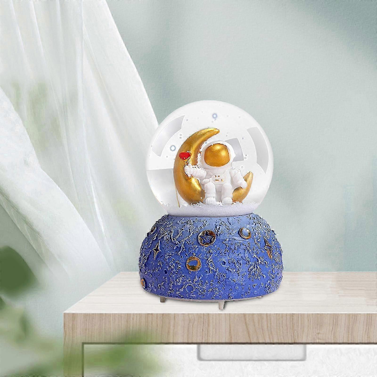 Glowing Gray Crystal Snow Globe with Space Astronaut Design - Practical & Lovely Water Globe Crafts