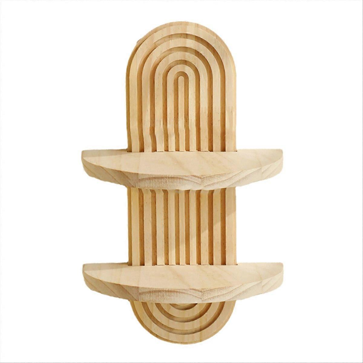 Bohemian Oval Thread Solid Wood Wall Shelf A