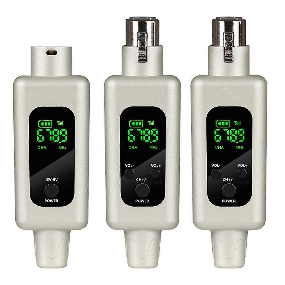 2.4G Wireless Microphone Converter UHF Transmitter XLR Transmitter Receiver Adapter for Wired Dynamic Microphone 48v, A