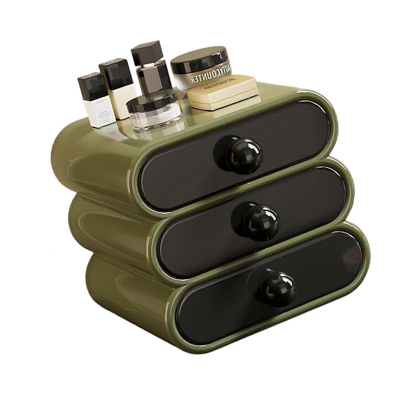 Cosmetic Storage Box Featuring Locking Mechanism Safe Drawer Access Home Personalize Use Partitioned Compartments Multicolor