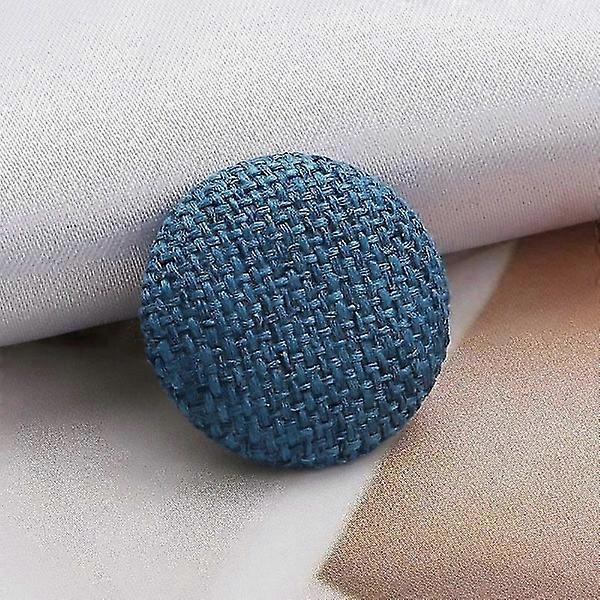 10 pcs Shank Buttons Metal Buttons Clothing Diy Fabric Buttons Fabric Covered Linen Round Decorative dark blue 20MM