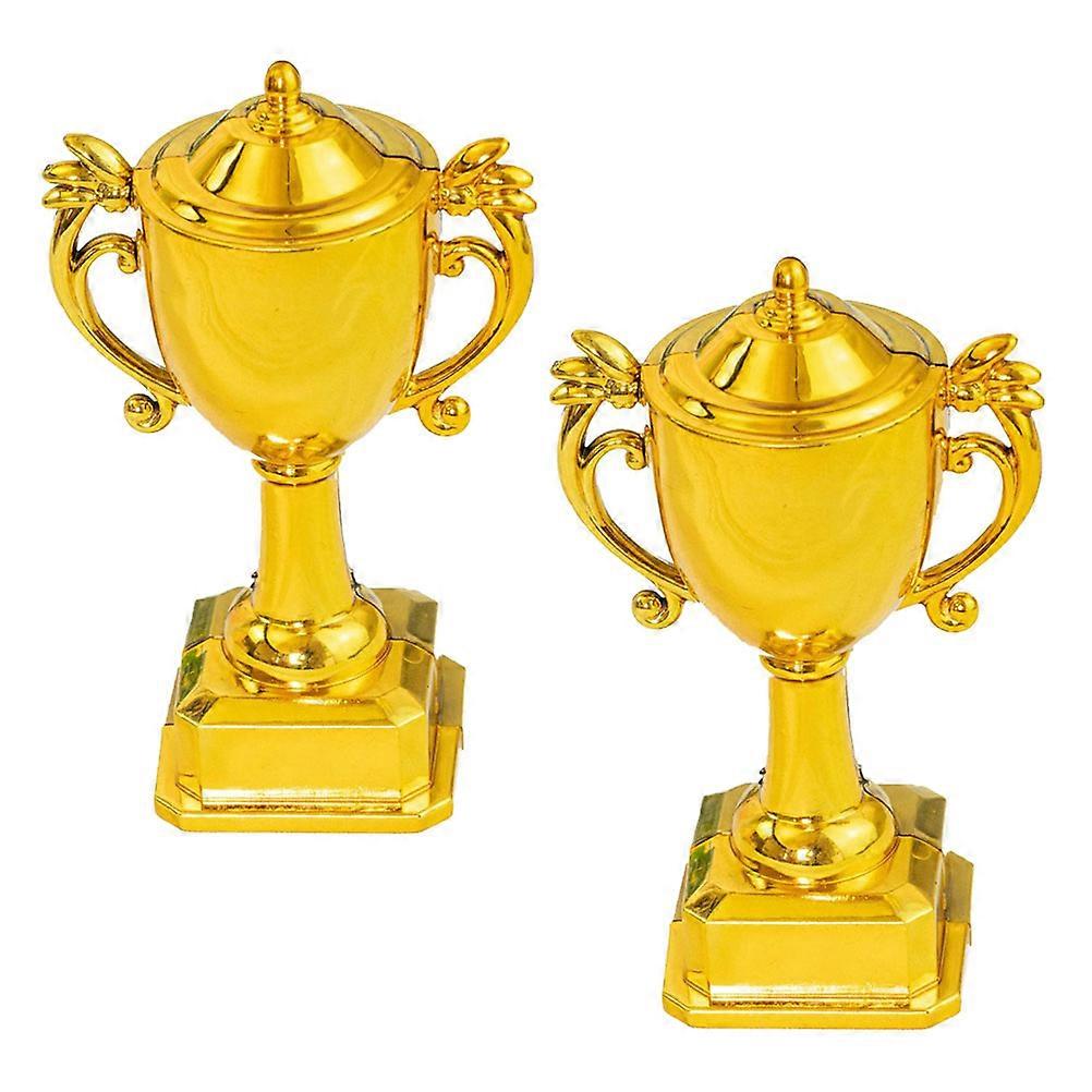 Plastic Golden Trophy Cups for Cake Decorating 2Pcs Mini Awards for Events