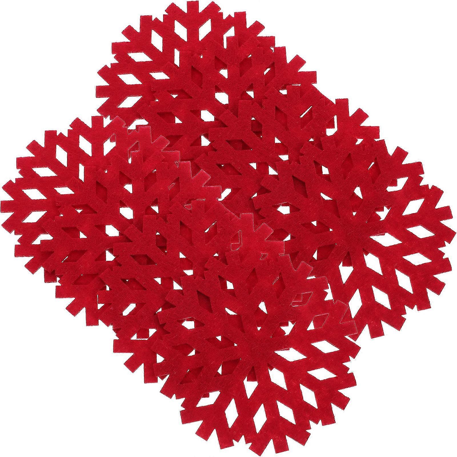 Christmas Snowflake Placemats for Dining Table with 20Pcs Red Cloth Set