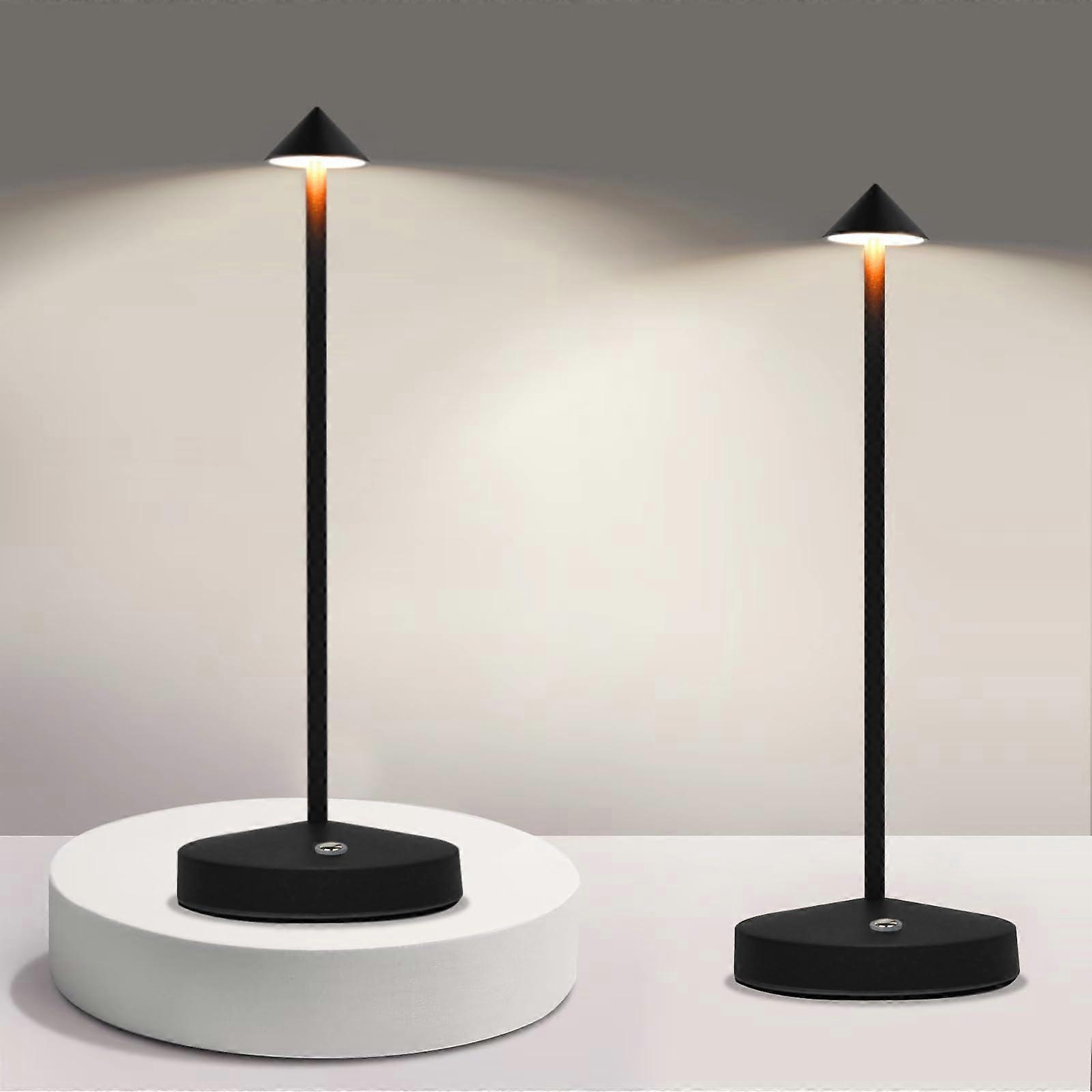 2 Pack Rechargeable Table Lamp with 3Color Touch Control, Cordless LED Desk Light, Black