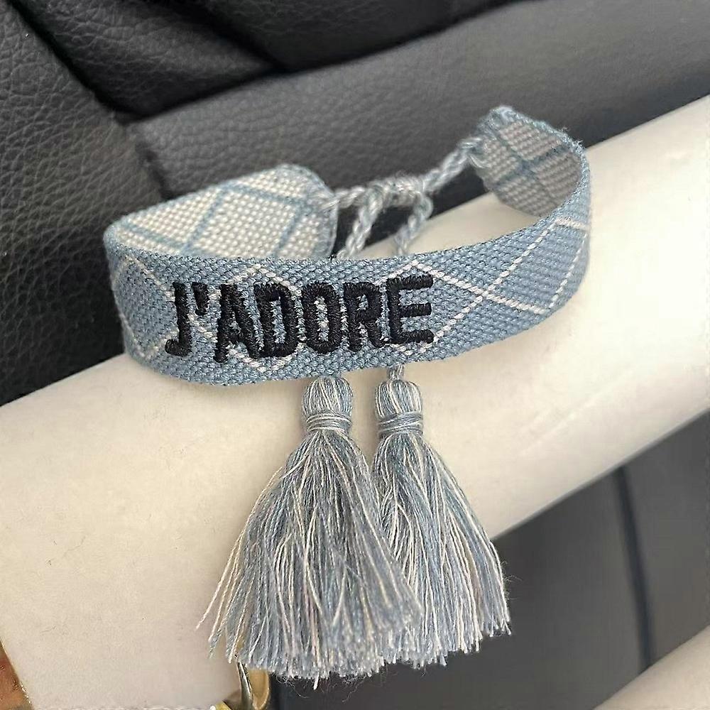 Rhinestone Embroidery Woven Bracelets Adjustable Rope Stackable Bangle For Women