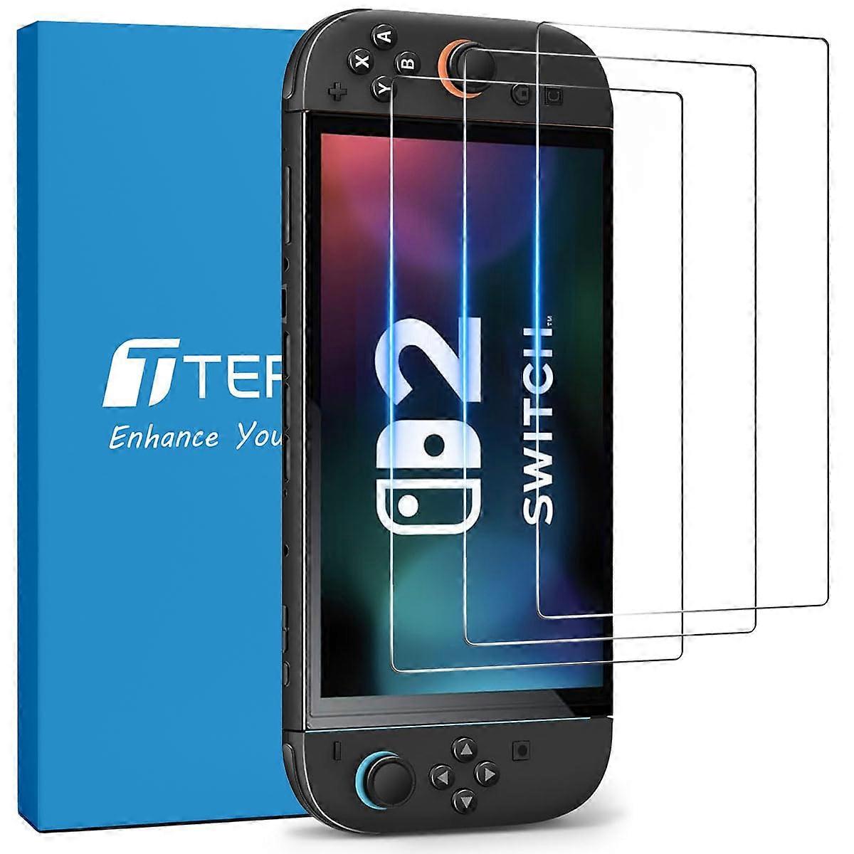 3 Pack 9H Tempered Glass Screen Protector for Nintendo Switch 2, UltraClear AntiScratch Guard