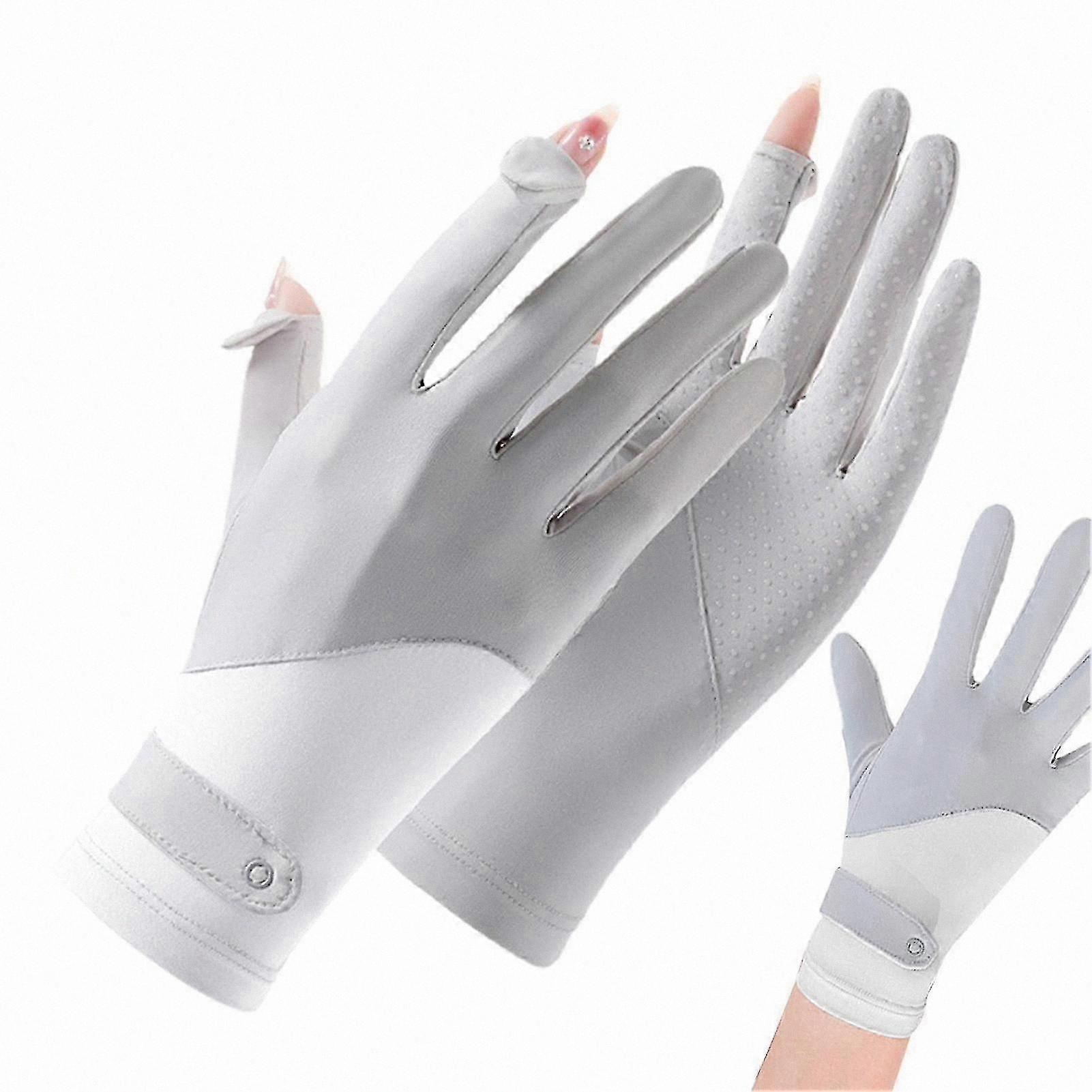 Sun Protection Gloves - Grey Ice Silk Splicing Design