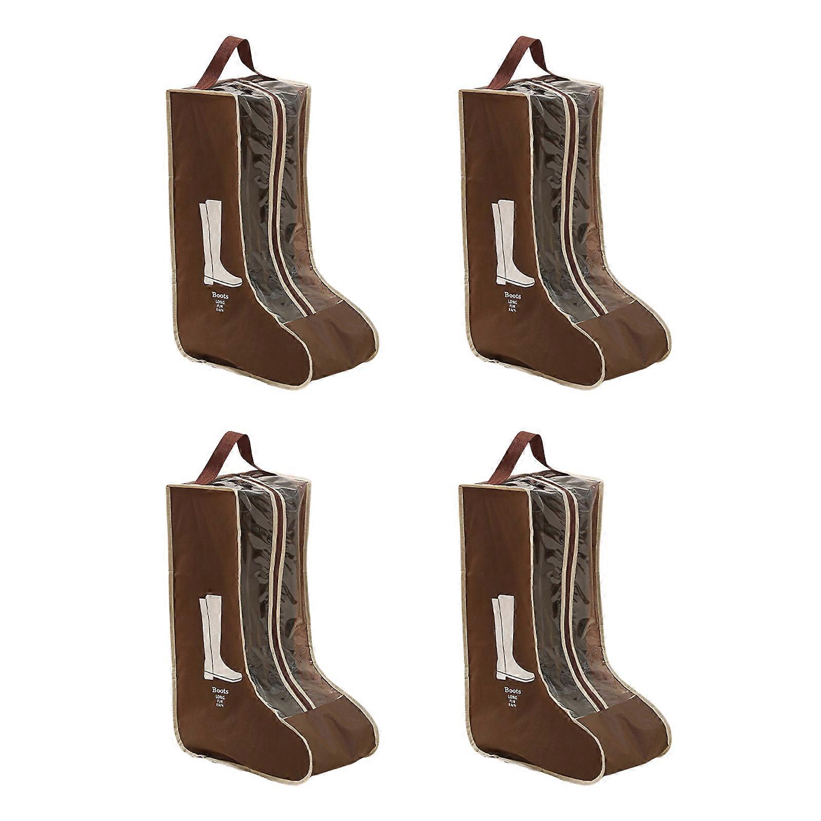 4PCS Clear View Shoe Protector Bag PVC Waterproof And Dust Proof Boot Covers For Travel and Home Organization Use  brown