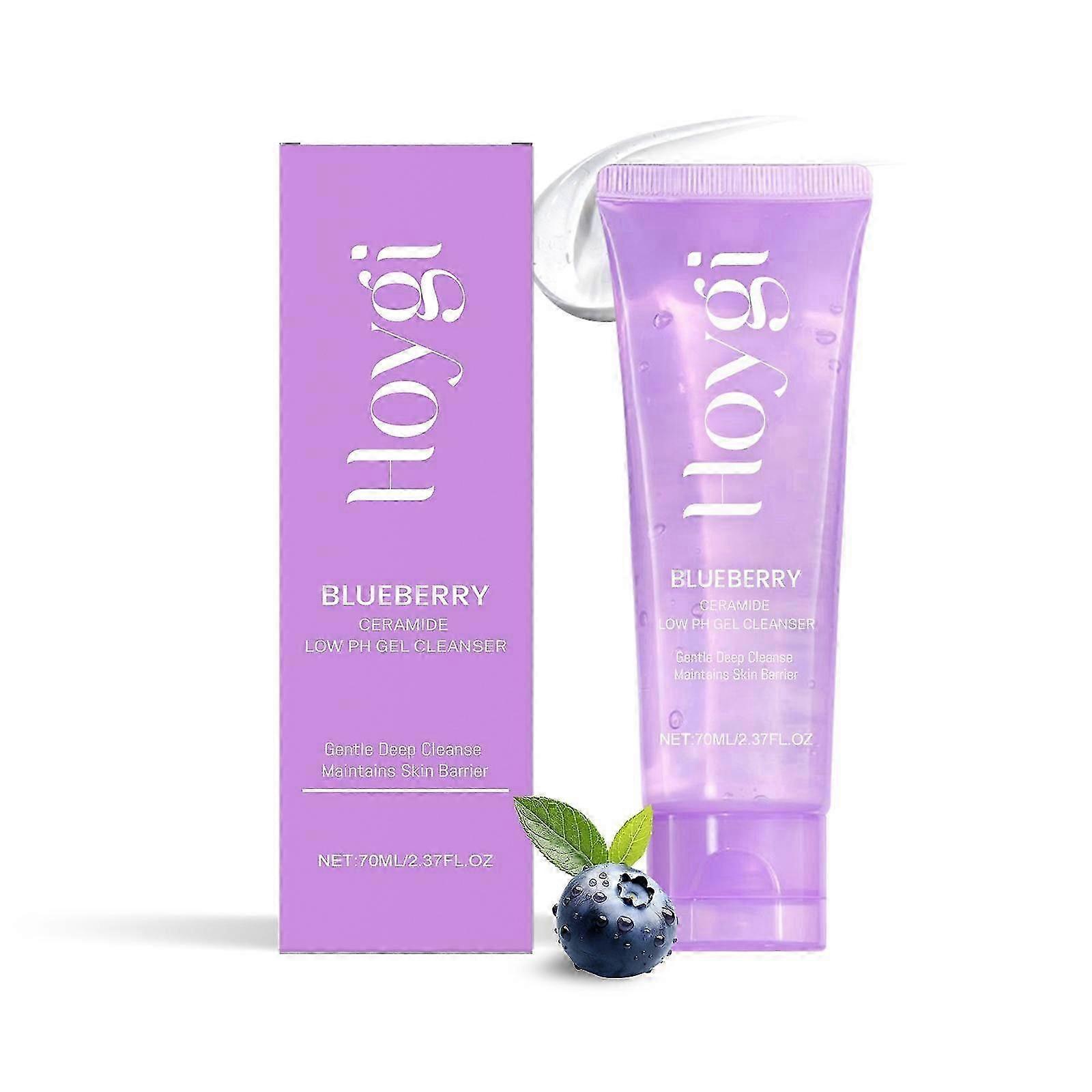 Blueberry Ceramide Hydrating Cleansing Gel  Gentle Facial Cleanser with Blueberry Extract & Cellulose for Deep Moisture, Brightening, and Refreshing S