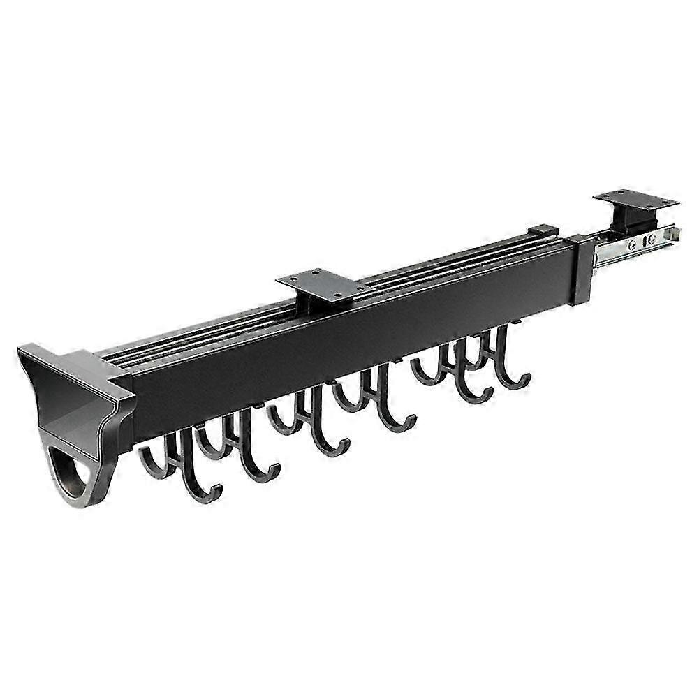 Aluminium Alloy Pull Out Pot Rack Organizer Expandable Sliding Hooks For Kitchen Cabinet Wardrobe Space Saving Storage Solution