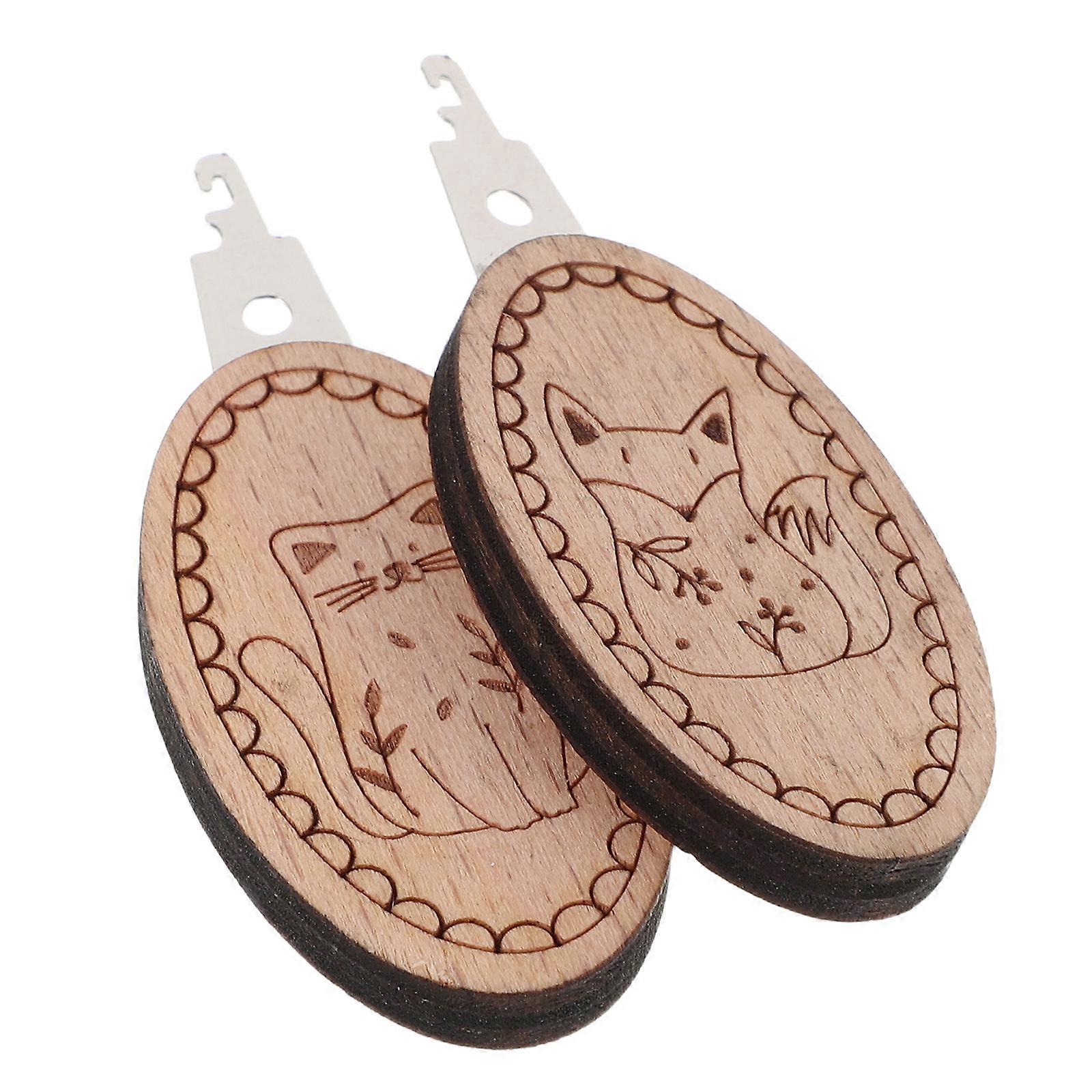 Quick Threading Tool Embroidery Needle Threader For Sewing Hobbyists Wood And Metal 2Pcs