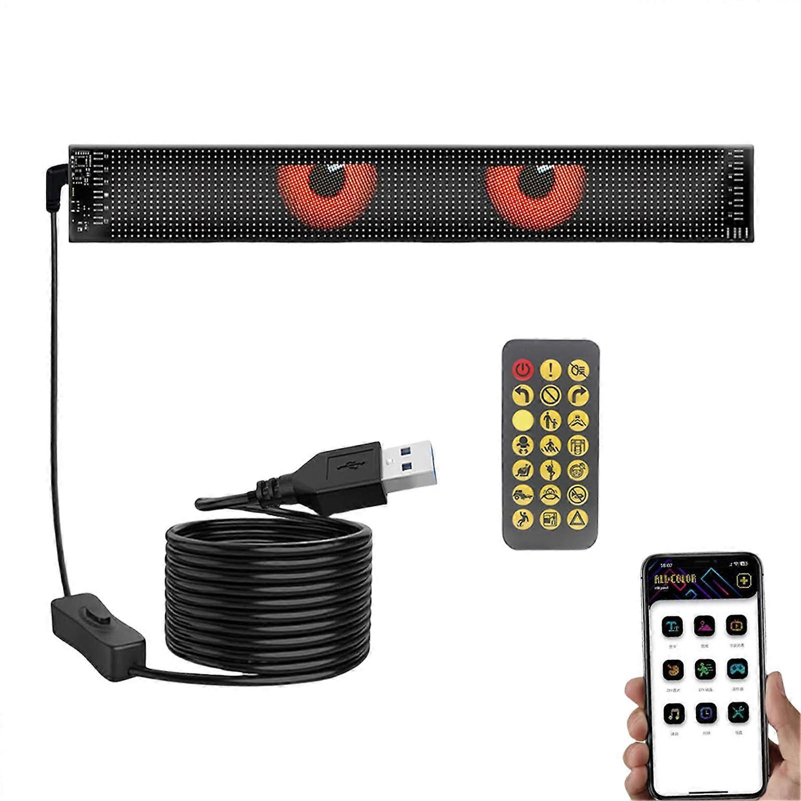 LED Car Windshield Display with Smart App Control, IP66 Waterproof RGB Programmable Panel 12x59cm