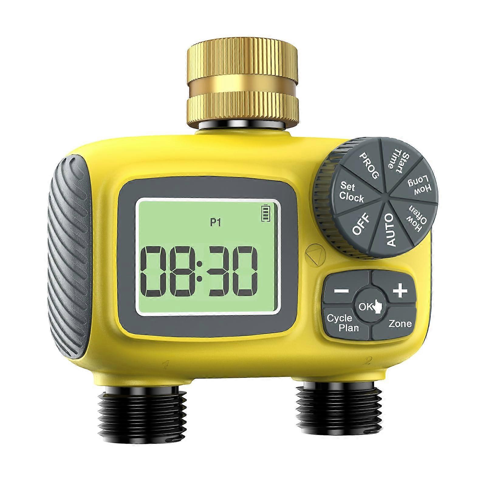 Automatic Irrigation Timer with Dual Zone Control, Rain Delay and Easy Programming for Gardens and Farms