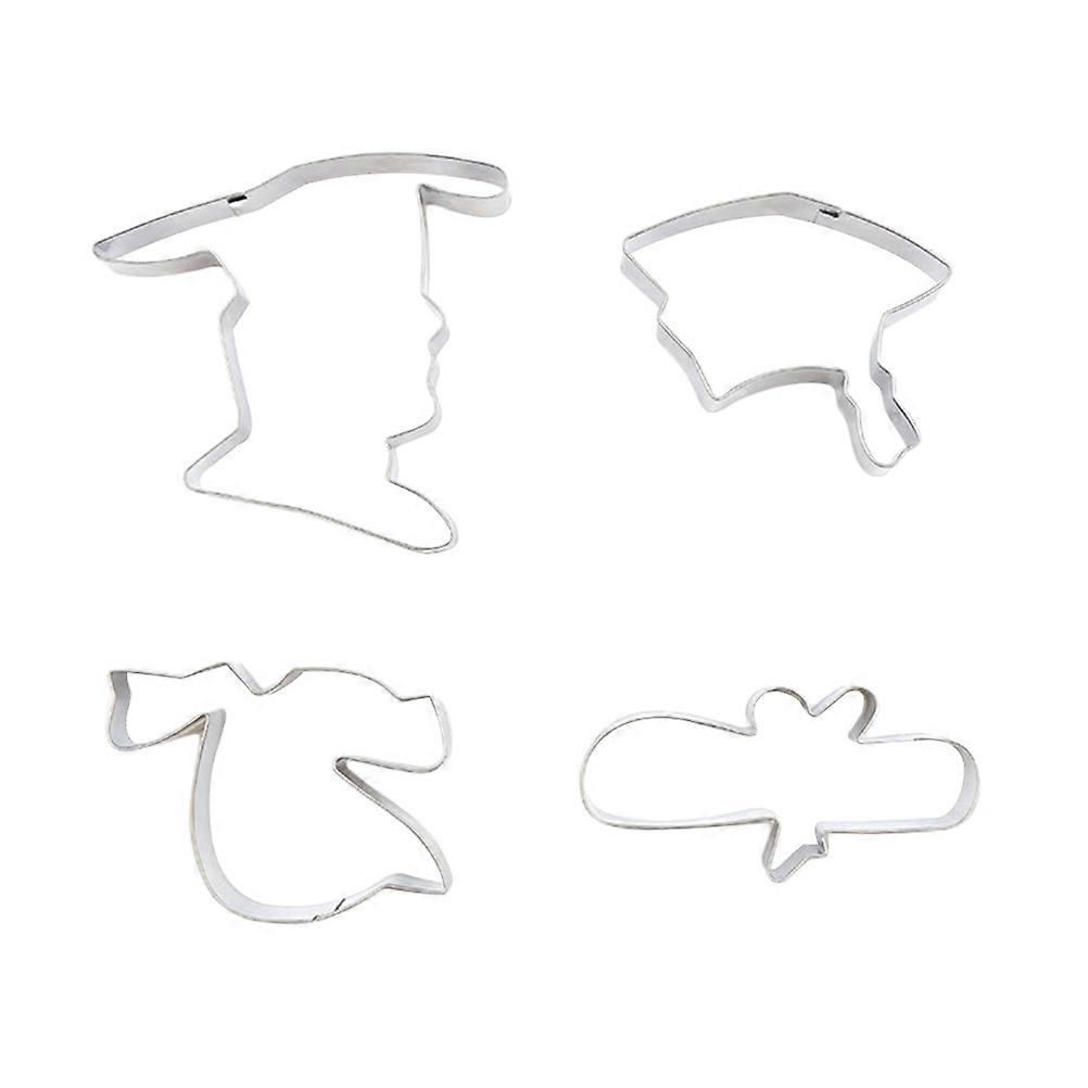 4Pcs Cookie Cutter Silver Graduation Hat Shape for Baking Use Stainless Steel