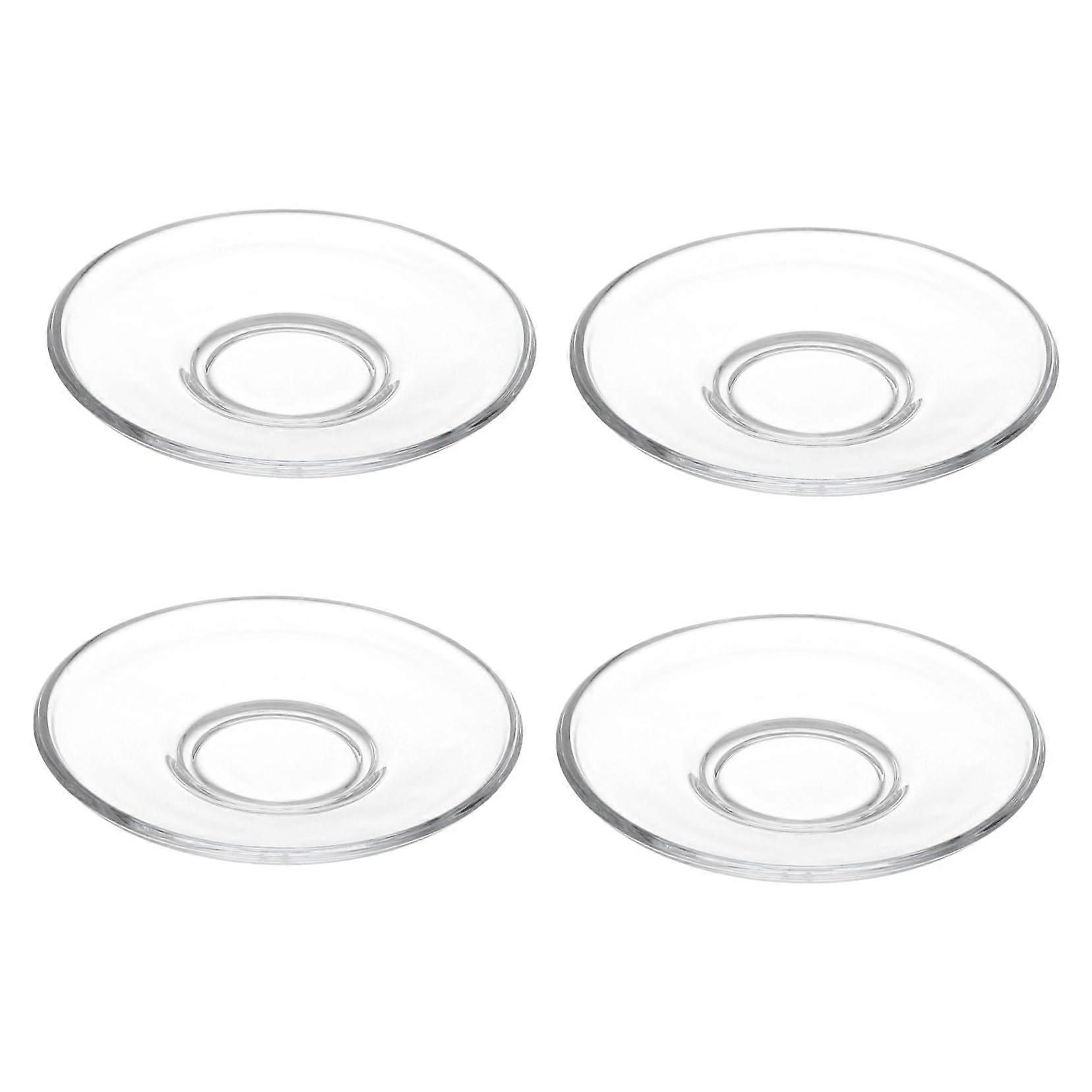 4Pcs Clear Glass Saucers Round Dessert Plates for Coffee Tea Snacks Durable Serving Use