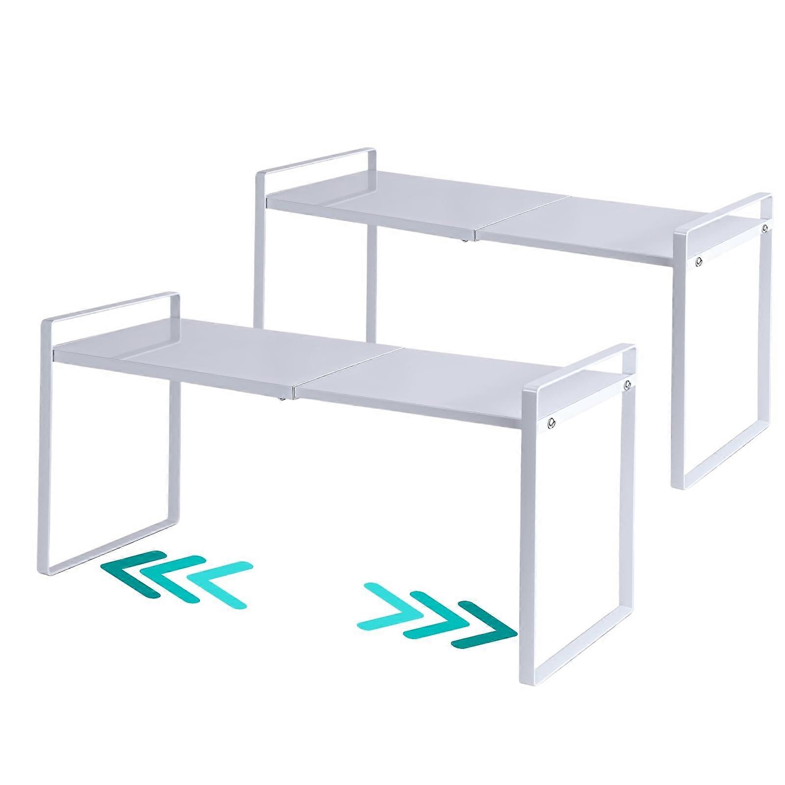 2Pack Expandable Shelf Organizer Adjustable Kitchen Countertop and Under Sink Storage Rack