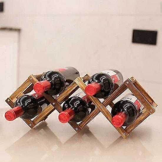 Foldable Woodan Bottle Rack Countertop Stackable Tabletop Storage Organizer Shelf