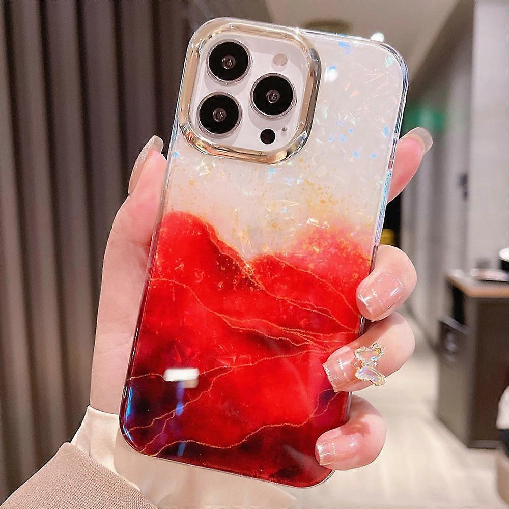 For iPhone 16 Pro Max Case IMD Marble Shell Pattern TPU+PC Phone Cover