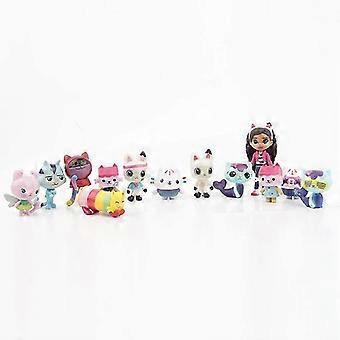 13pcs Gabby Dollhouse Figure Set  Smiling Cat, Mercat  Cartoon Toy for Kids Birthday Gift