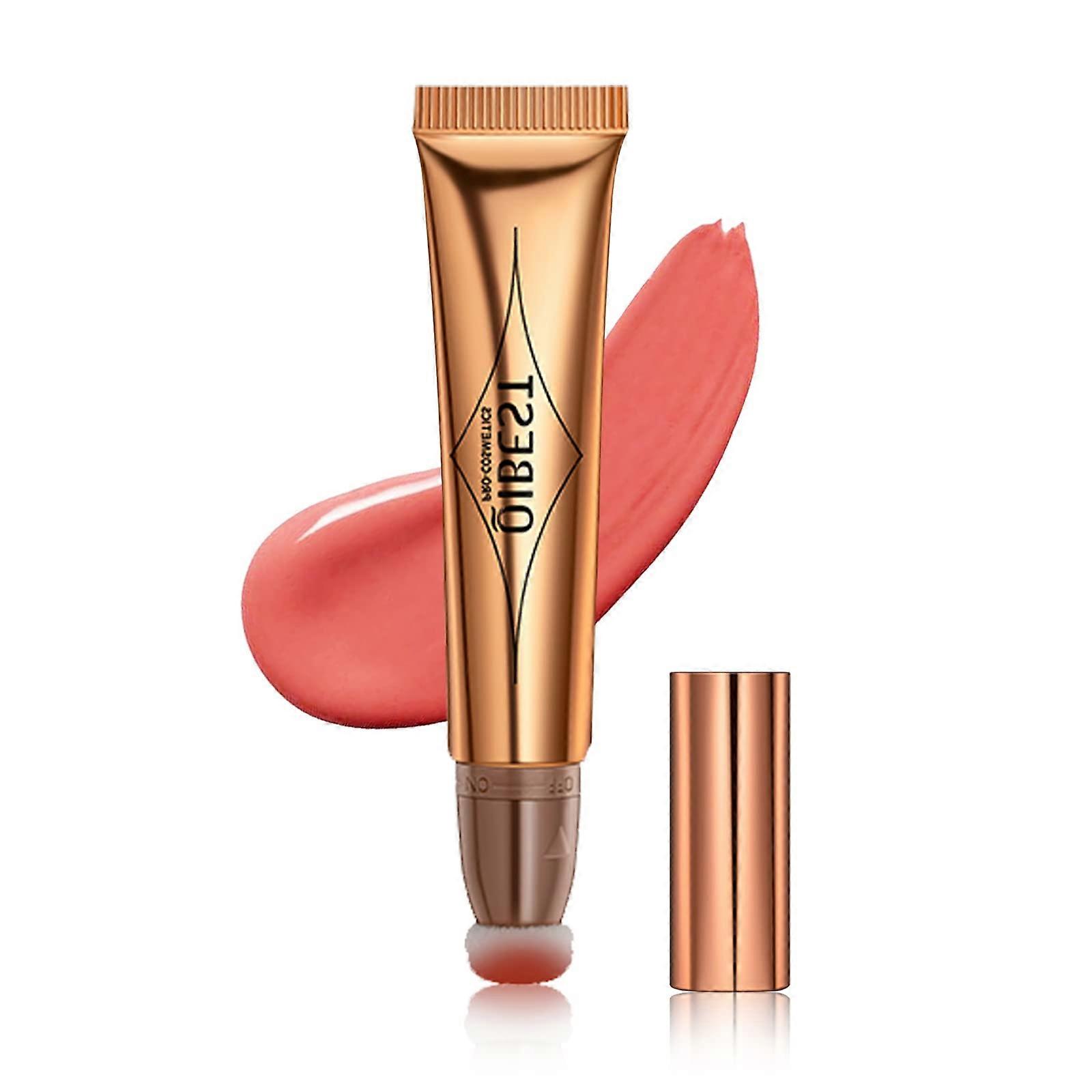 Paminify Matte Peach Liquid Blush with Cushion Applicator, Lightweight Cream Blush for Cheeks Lips