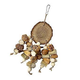 Natürliches Kauspielzeug aus Holz für Papageien zur geistigen Anregung, Hängender Puzzleblock zum Zerreißen für Vögel
