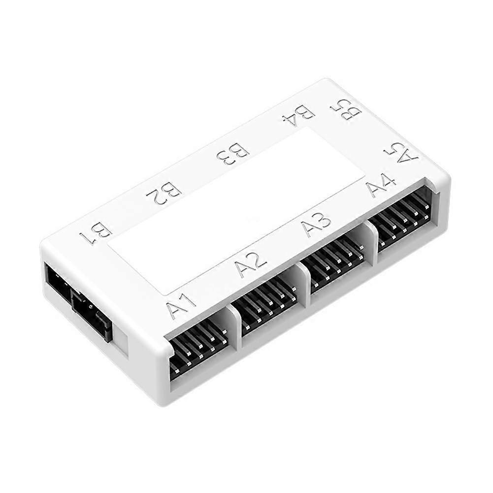 Internal USB Hub 4Port USB 2.0 9Pin Header Adapter Splitter with Magnetic Installation White