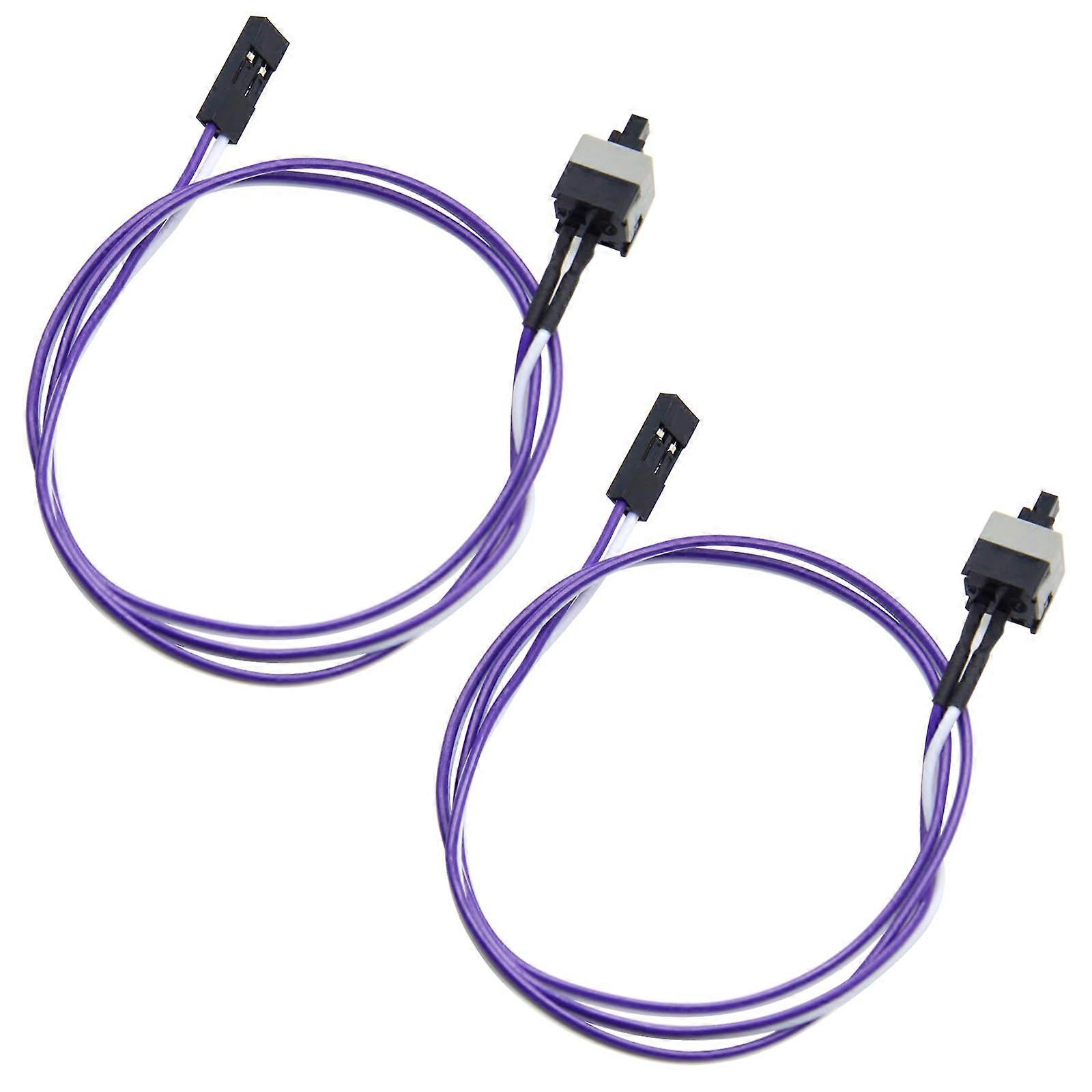 2 PCS ATX 2Pin Power Switch Cable 55cm with PC Reset Cord for Desktop Motherboard Control