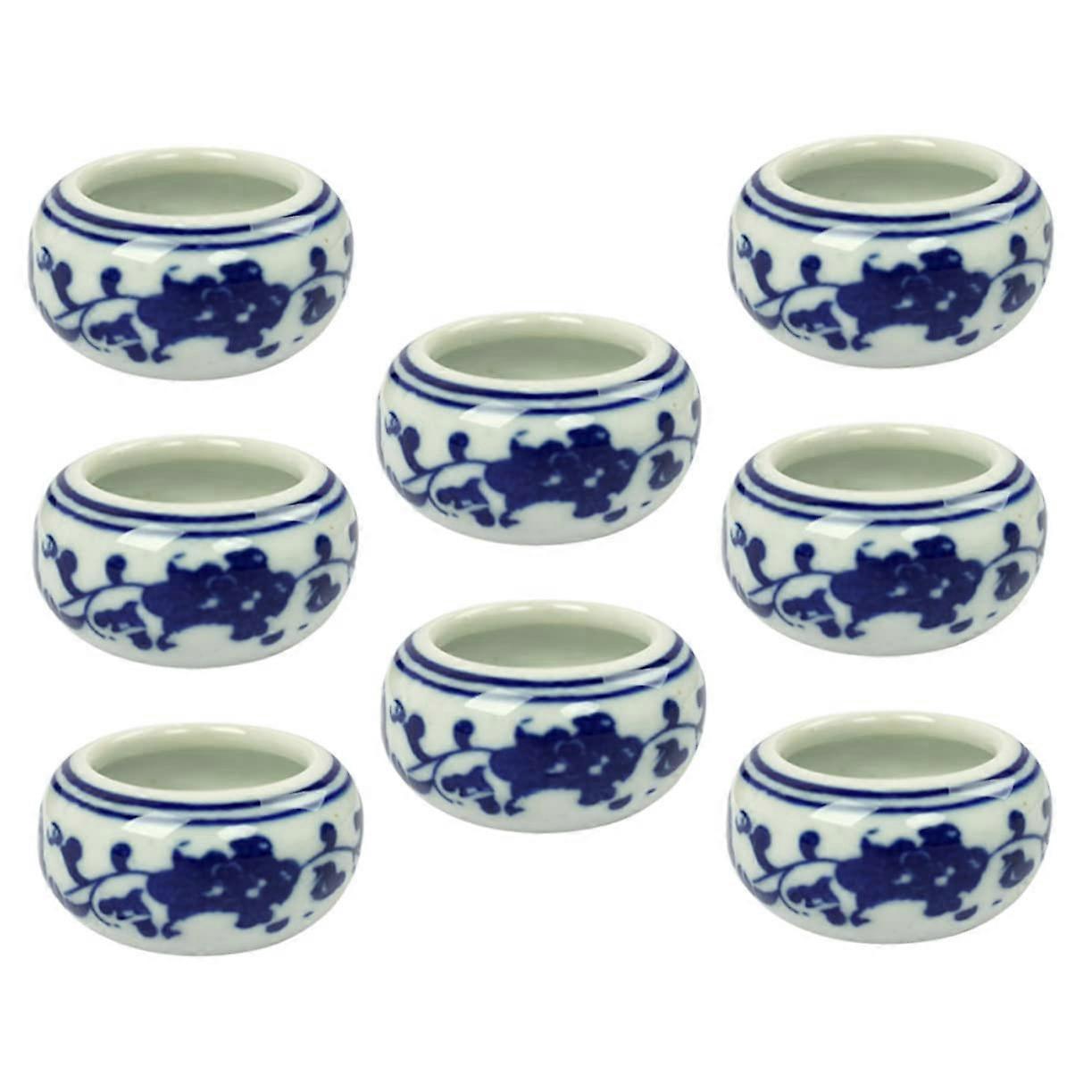 8pcs Ceramic Calligraphy Ink Dish Set with Smooth Surface and Durable Pen Washing Plate