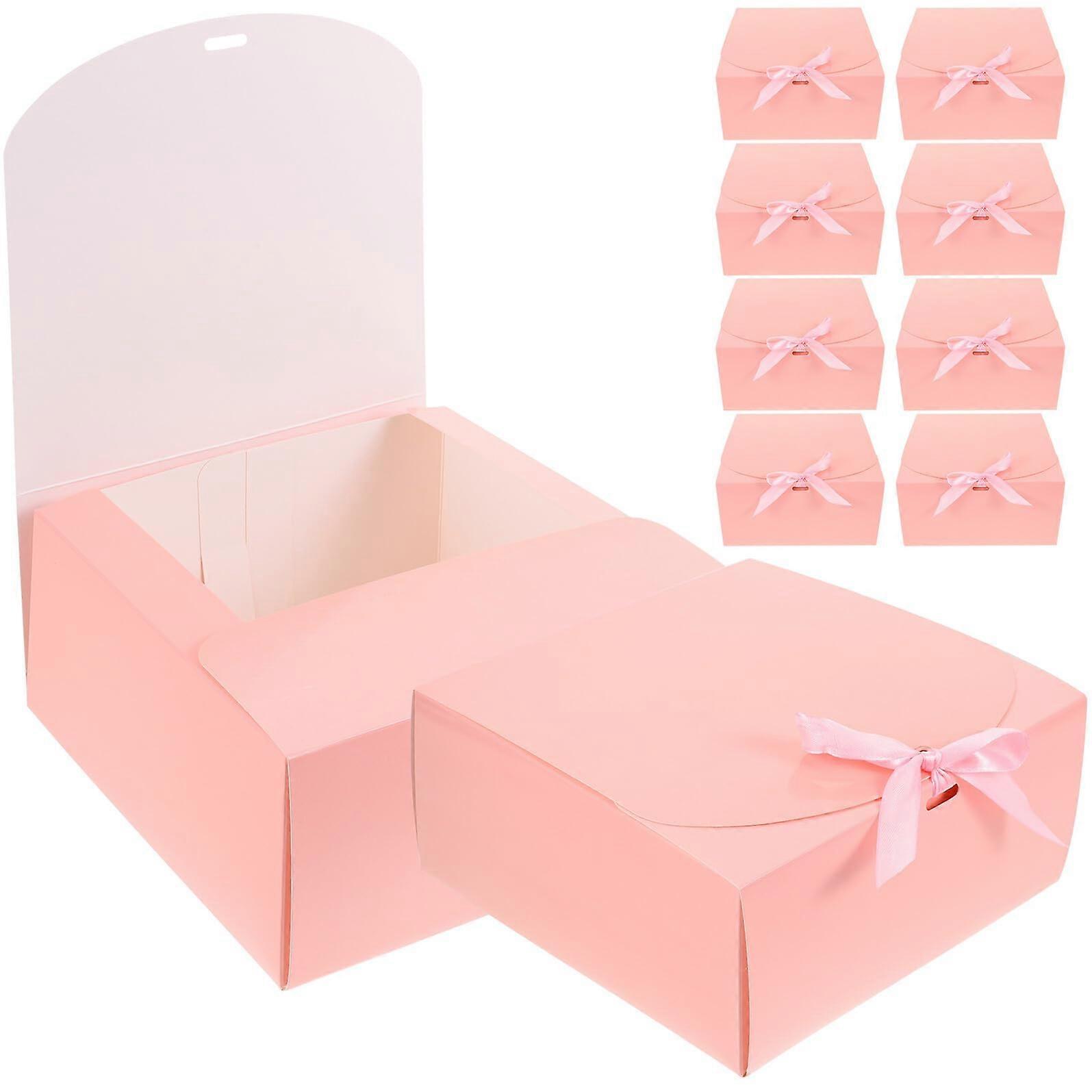 10pcs Pink Bowknot Pastry Boxes for Elegant Gift Presentation and Secure Cupcake Transport