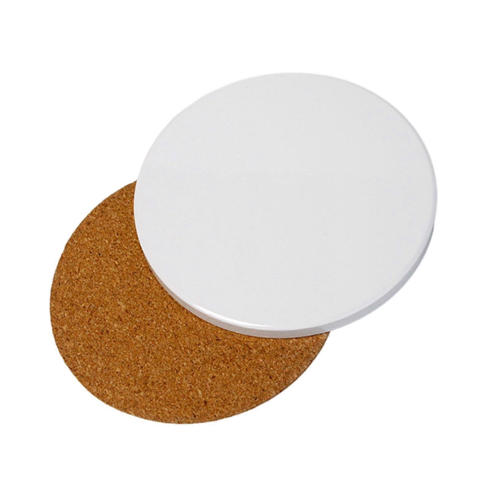 Ceramic Car Cup Holder Coasters with Cork Back, Round and Square, Sublimation Blank for DIY